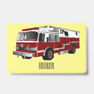 Fire engine cartoon illustration ID badge