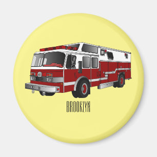 Fire engine cartoon illustration magnet