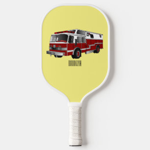 Fire engine cartoon illustration pickleball paddle