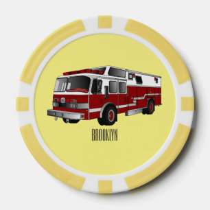 Fire engine cartoon illustration poker chips