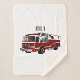 Fire engine cartoon illustration sherpa blanket
