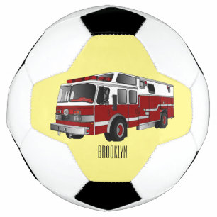 Fire engine cartoon illustration soccer ball
