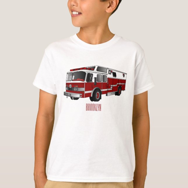 Fire engine cartoon illustration T-Shirt (Front)