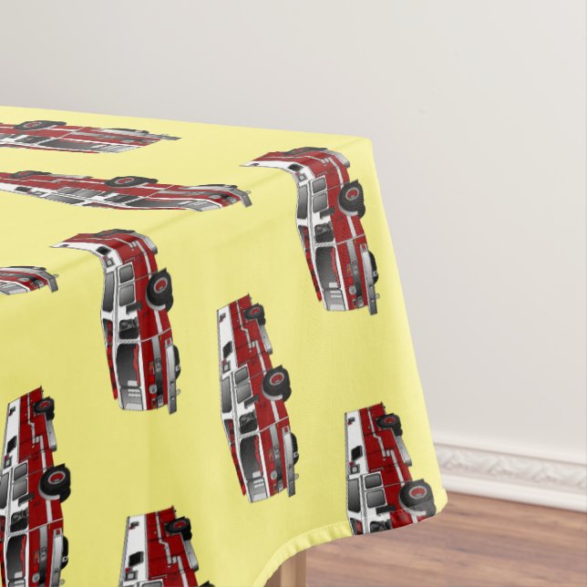 Fire engine cartoon illustration tablecloth (In Situ)