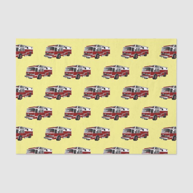 Fire engine cartoon illustration tissue paper (Front)