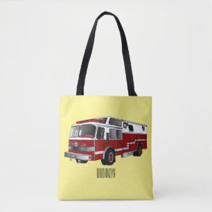 Fire engine cartoon illustration tote bag