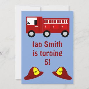 Fire Engine Children's Birthday Party Invitations