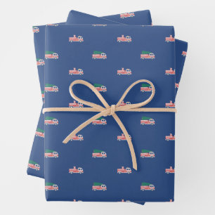 Fire Engine Christmas Parade Wrapping Paper Sheet