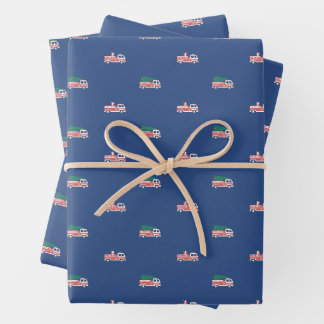 Fire Engine Christmas Parade Wrapping Paper Sheet