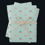 Fire Engine Christmas Parade Wrapping Paper Sheet<br><div class="desc">This sweet parade of Christmas firetrucks delivers Christmas Trees and Santa Clauses throughout the pattern! Makes a great gift wrap or background for your Christmas memory keeping or scrapbooking project.</div>