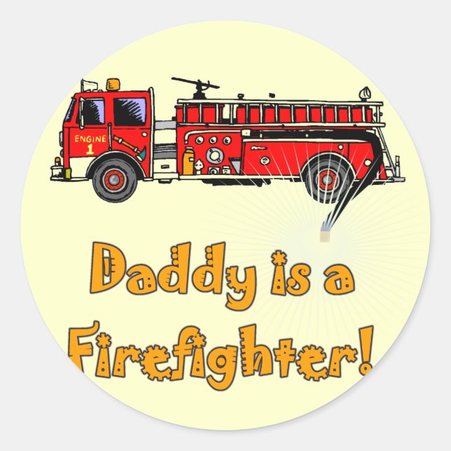 Fire Engine Daddy Firefighter T-shirts and Gifts Classic Round Sticker (Front)
