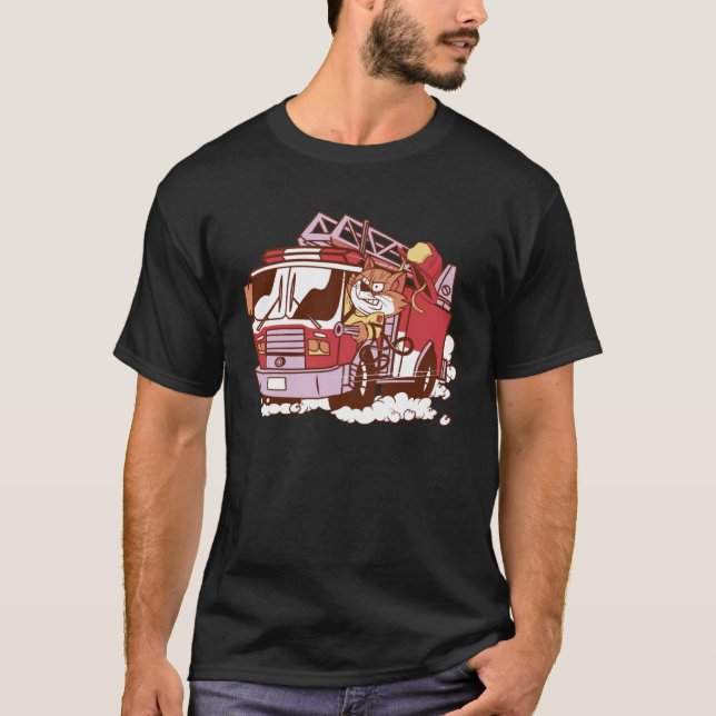 Fire Engine Fire Engine Cat for Men Women Children T-Shirt (Front)
