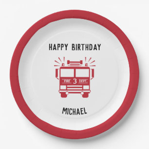 Fire Engine Fire Truck Birthday Plates