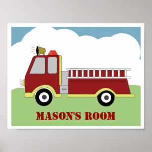 Fire Engine Firetruck Personalised Art Print