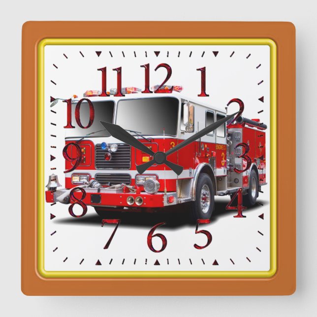 Fire Engine for Round-Large-Wall-Clock Large Clock (Front)