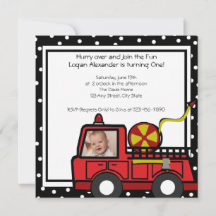 Fire Engine Fun/ Photo Invitation