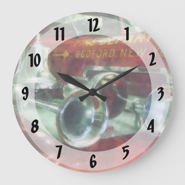 Fire Engine Horns and Bell Large Clock (Front)