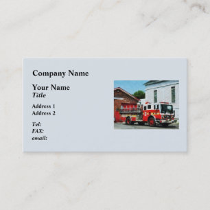 Fire Engine in Front of Fire Station Business Card
