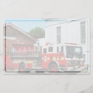 Fire Engine in Front of Fire Station Stationery