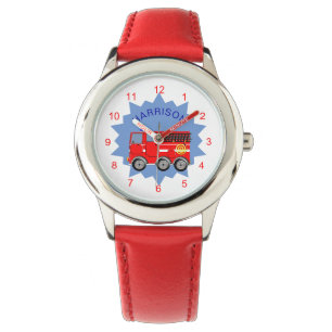 Fire Engine Personalised Boys Cute Watch