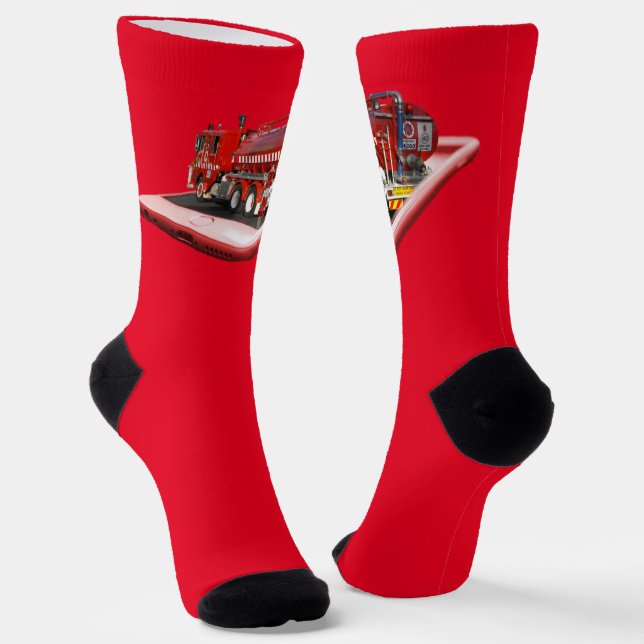 Fire Engine Popout Art, Crew Socks (Angled)