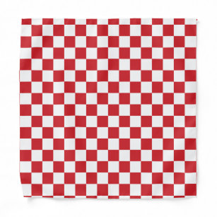Fire Engine Red and White Chequered Vintage Bandana