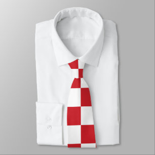 Fire Engine Red and White Chequered Vintage Tie
