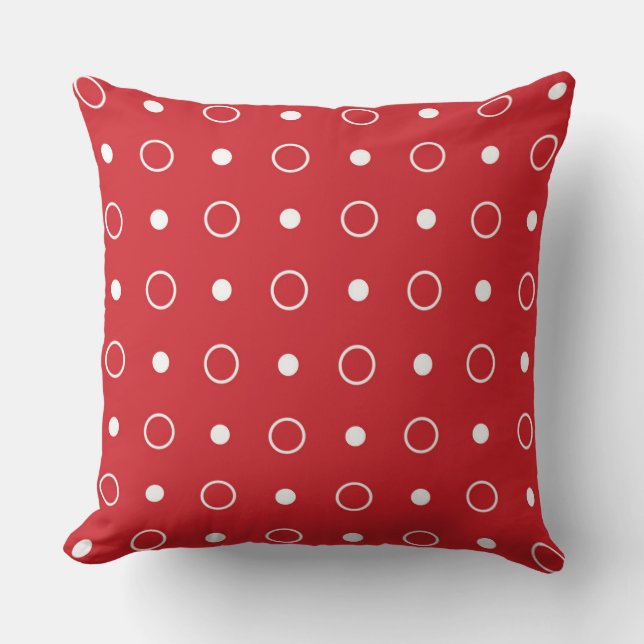 Fire Engine Red and white dots Cushion (Front)
