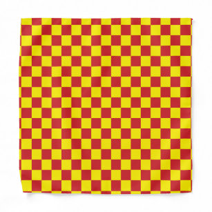 Fire Engine Red and Yellow Chequered Vintage Bandana