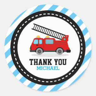 Fire Engine Truck Party Thank You Favor Labels