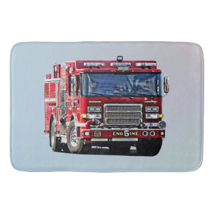 Fire Engine Turning the Corner Bath Mat