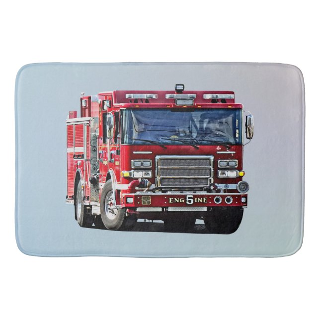Fire Engine Turning the Corner Bath Mat (Front)