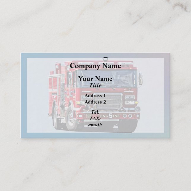 Fire Engine Turning the Corner Business Card (Front)