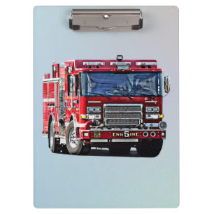 Fire Engine Turning the Corner Clipboard
