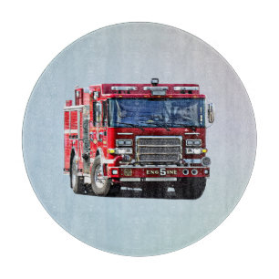 Fire Engine Turning the Corner Cutting Board