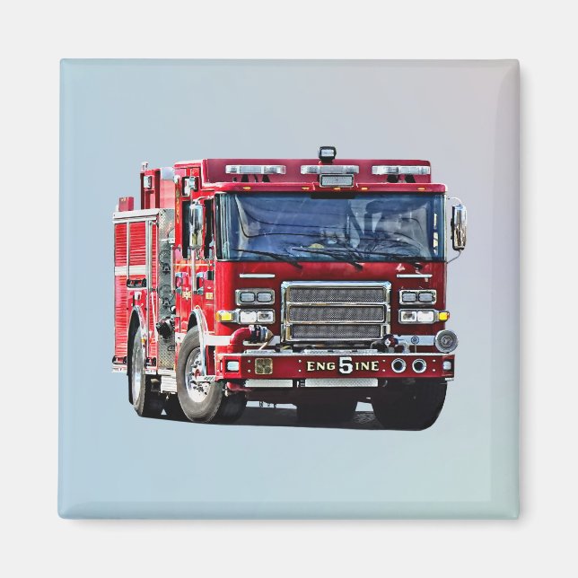 Fire Engine Turning the Corner Magnet (Front)