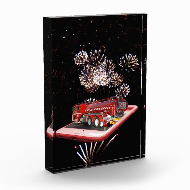 Fire Engine With Fire Works, Photo Block (Left)