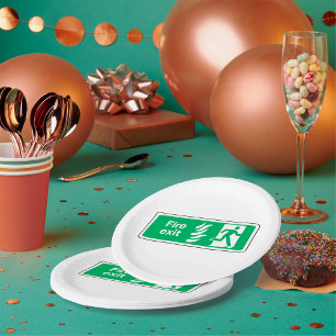 Fire Exit Safety Sign Emergency Evacuation Paper Plate