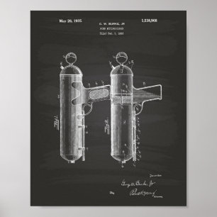 Fire Extinguisher 1925 Patent Art - Chalkboard Poster
