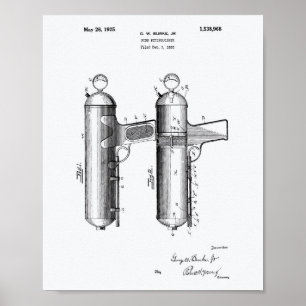 Fire Extinguisher 1925 Patent Art  - White Paper Poster