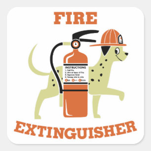 Fire Extinguisher Square Sticker