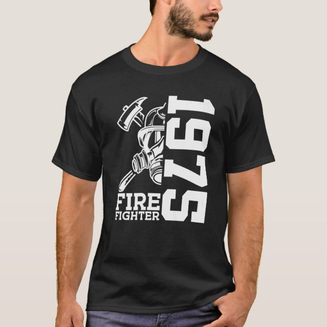 Fire Fighter 1975 48 Years Fire Brigade 48th Birth T-Shirt (Front)