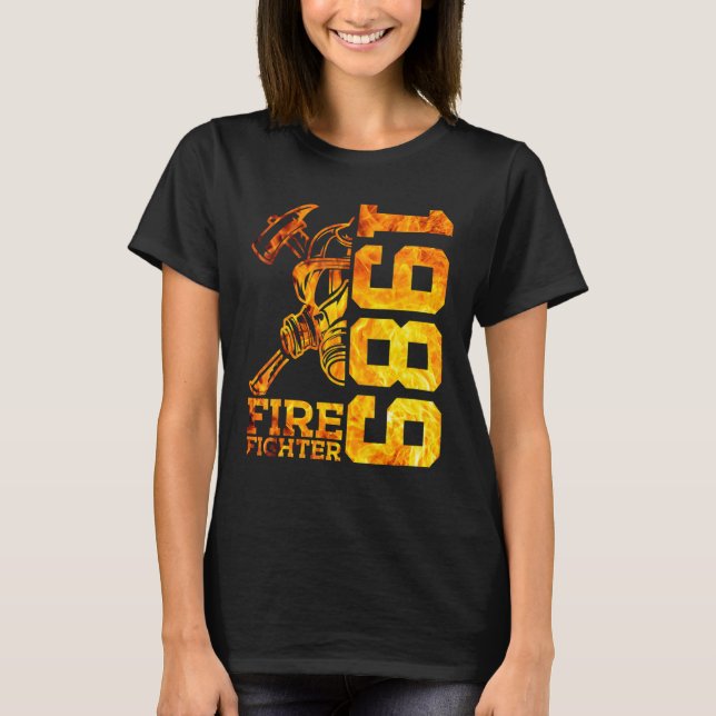 Fire Fighter 1989 33 Years Fire Brigade 33rd Birth T-Shirt (Front)