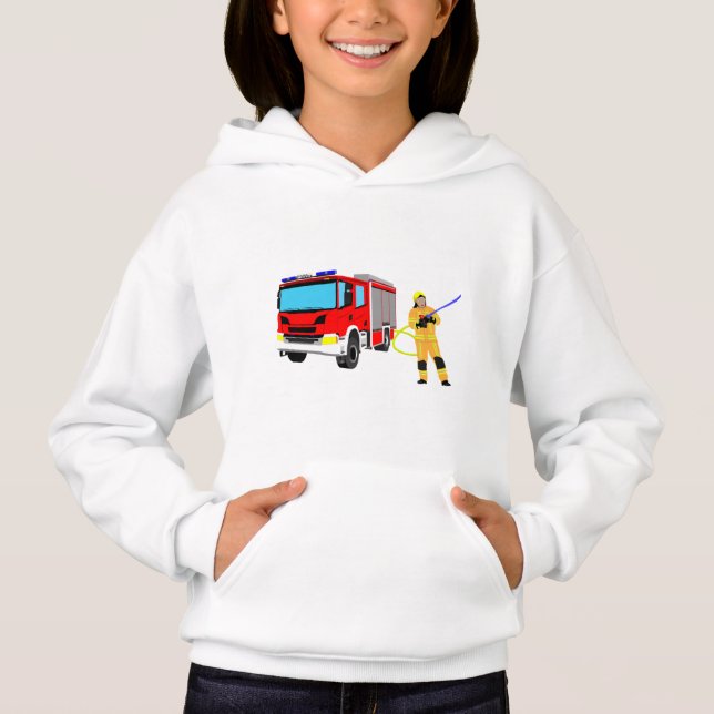 fire fighter and fire-fighting vehicle Hoodie (Front)