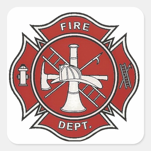 Fire Fighter Badge Square Sticker (Front)