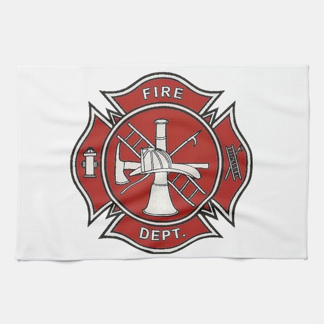 Fire Fighter Badge Tea Towel (Horizontal)