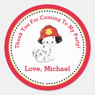Fire Fighter Birthday Party Favour Tag Sticker