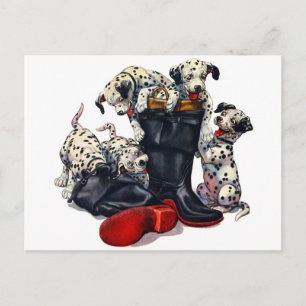 Fire Fighter Boots filled with Dalmatians Postcard