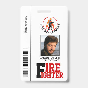 Fire fighter department photo id template red badge