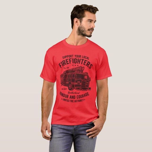 FIRE FIGHTER - FIRE TRUCK T-Shirt (Front Full)